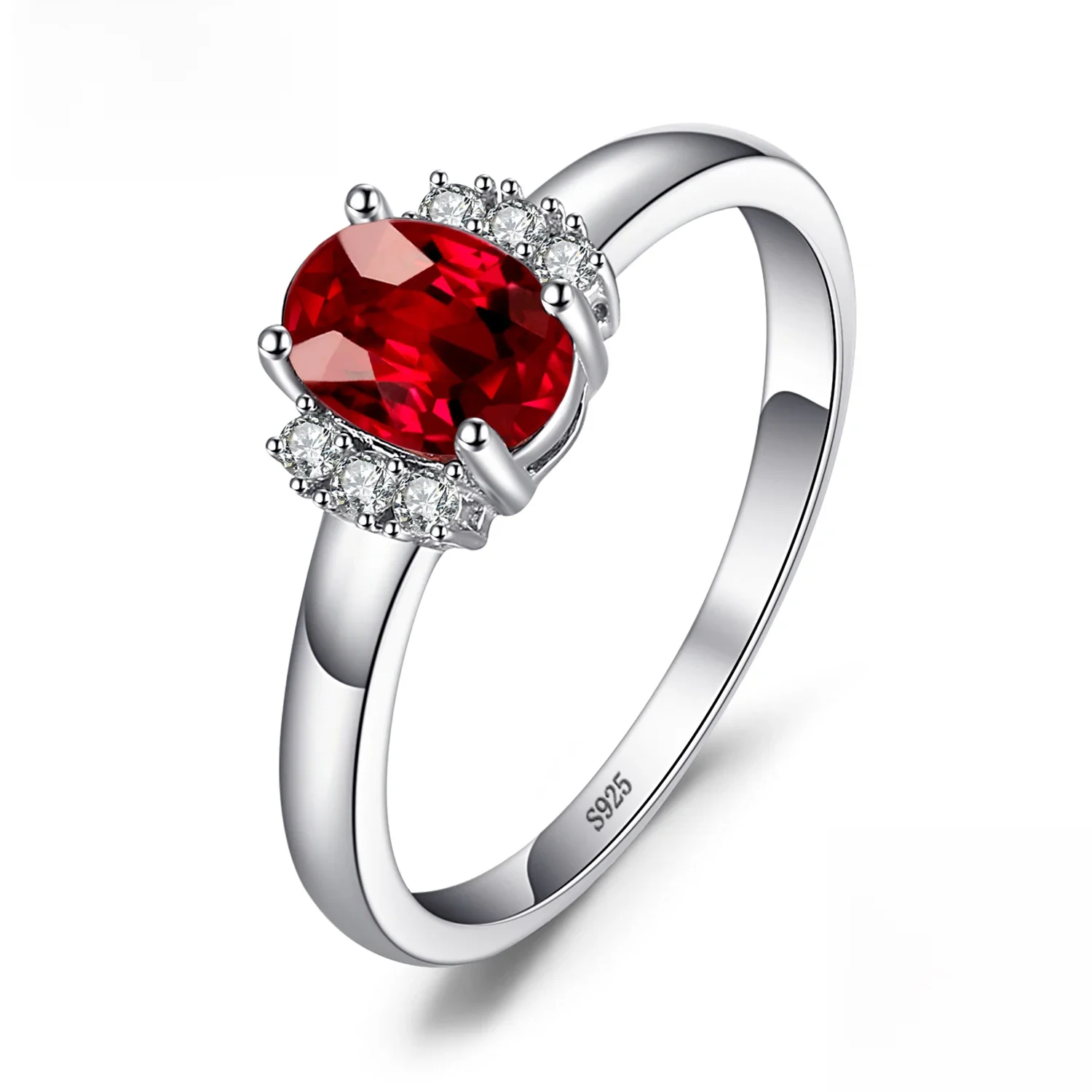 JewelryPalace owalny czerwony naturalny czerwony granat 925 srebro pierścionki dla kobiet moda zaręczyny kamień szlachetny biżuteria z kamieniami narodzin — zdjęcie 2