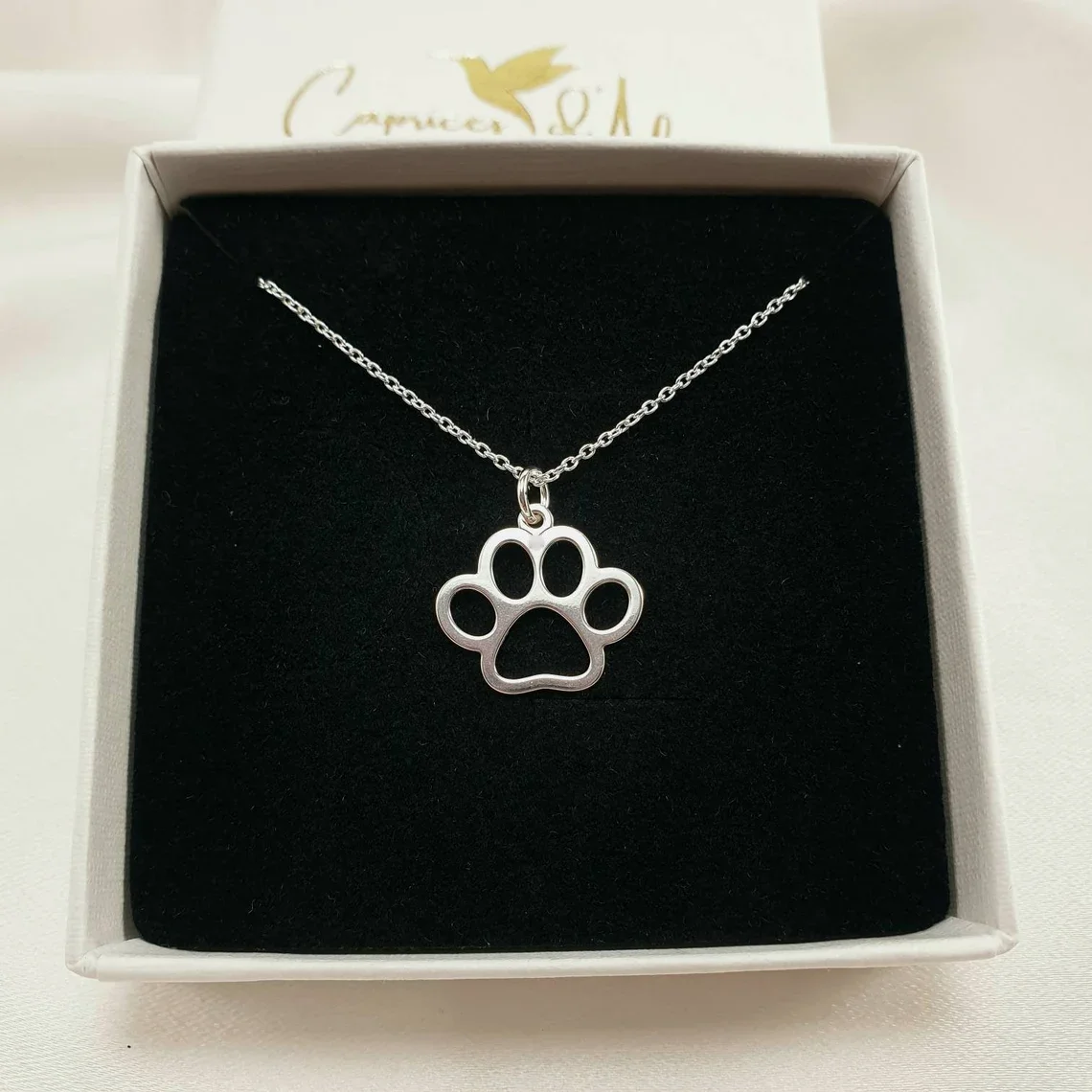 Paw Print Necklace  Dainty PawPrint Pendant  Gift for Dog Mom Cat Lover Vet Dogsitter   Puppy Pet Loss Memorial Jewelry