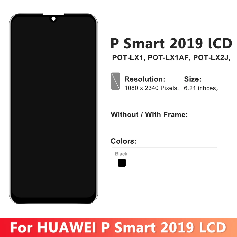 6.21\'\' Tested For Huawei P Smart 2019 LCD Display Touch Screen Digitizer Assembly POT-LX1 POT-LX3 POT-LX2J Display Replacement