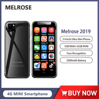 Melrose 2019 4G LTE Ultra Slim Smartphone Android 8.1 Quad Core Mobile Phone 3.4 Inch 3GB+32GB 2000mAh Battery Face Unlock GPS