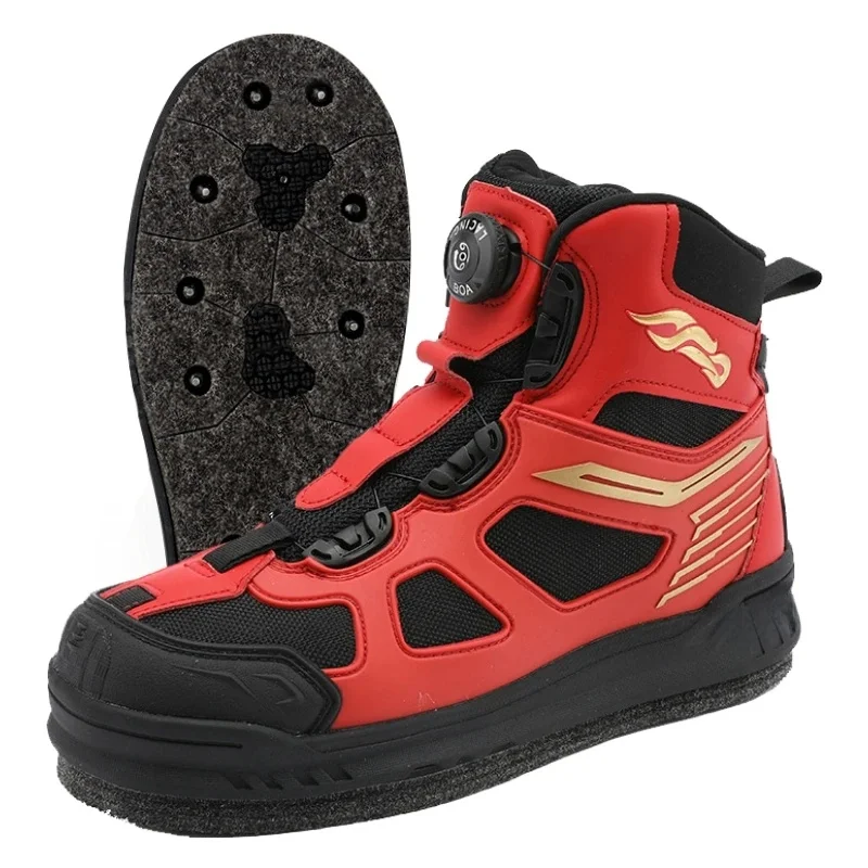 Bottes imperméables antidérapantes pour la pêche aux adultes, botte noire, semelle en feutre, bottes en caoutchouc d'extérieur, chaussures de pêche à la mouche respirantes, nouveau