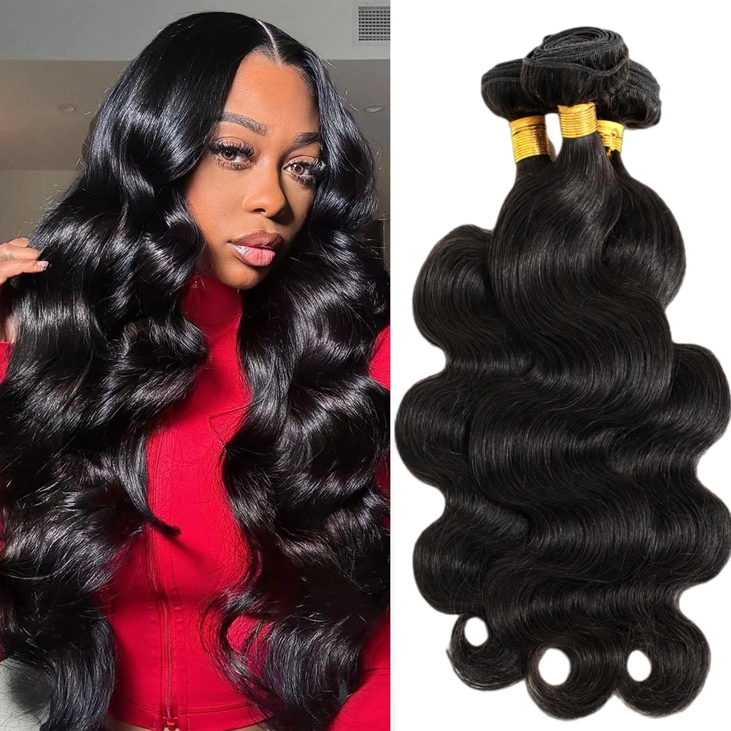 

Пучок человеческих волос с объемной волной, бразильский девственный 1, 3, пучки натурального черного плетения, наращивание человеческих волос, пучок настоящих человеческих волос