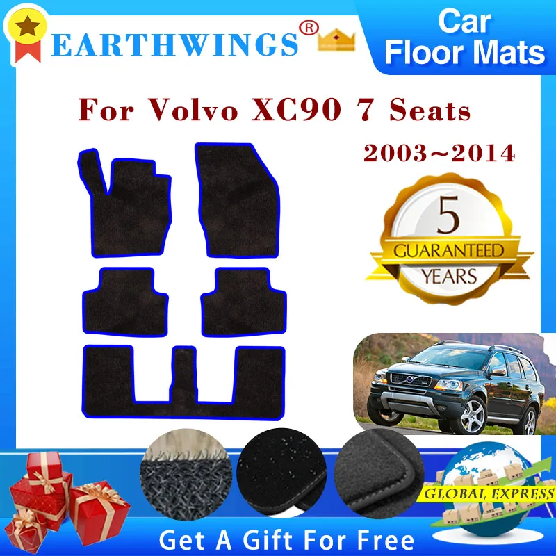 For Volvo XC90 7 Seats 2003~2014 2013 2012 Car Floor Mats Rugs Panel Footpads Carpets Cape Cover Foot Pads Stickers Accessories