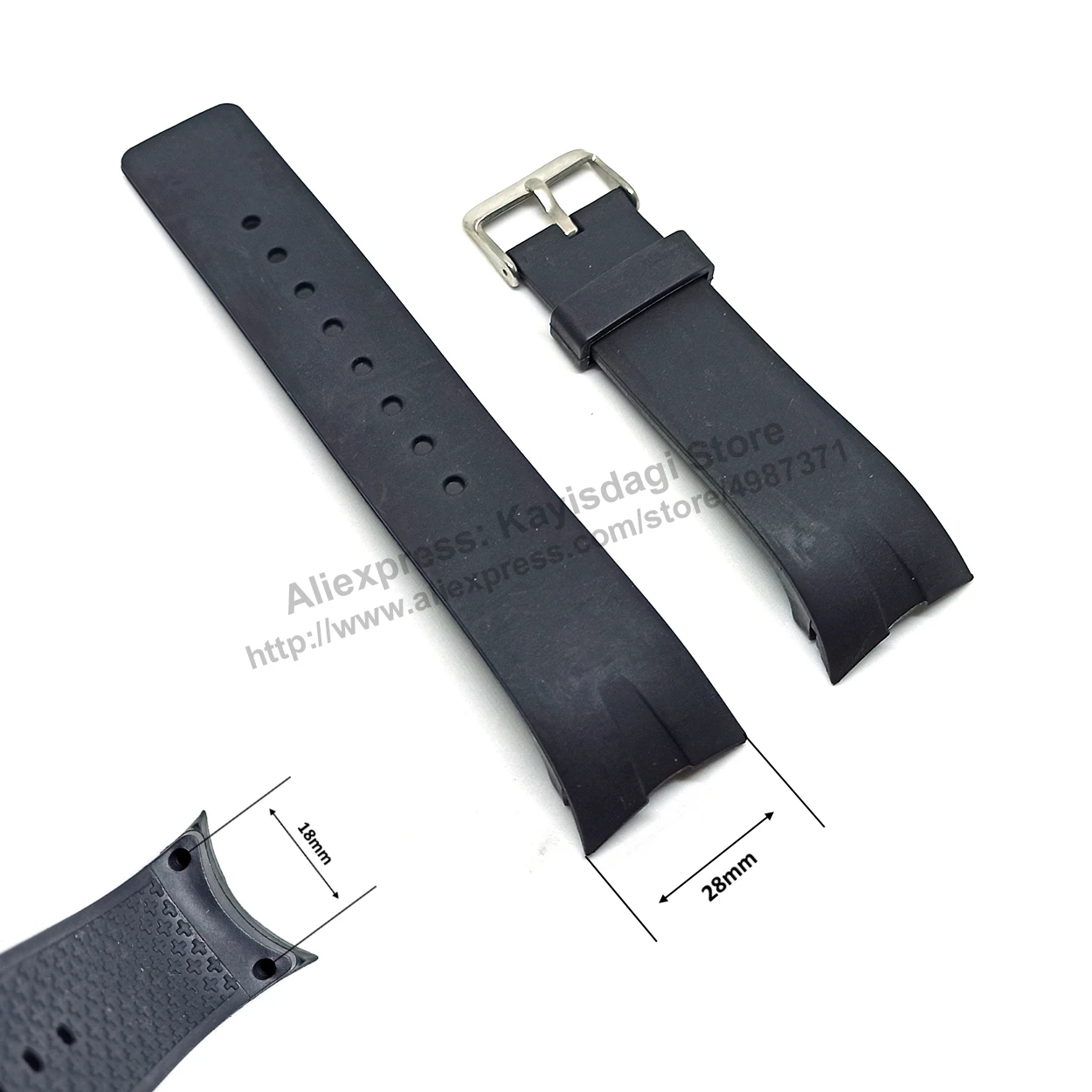 

28mm Black Rubber Replacement Watch Band / Strap Compatible for Nautica N13530G , A13530G , A13600G , A21005G , A23001G