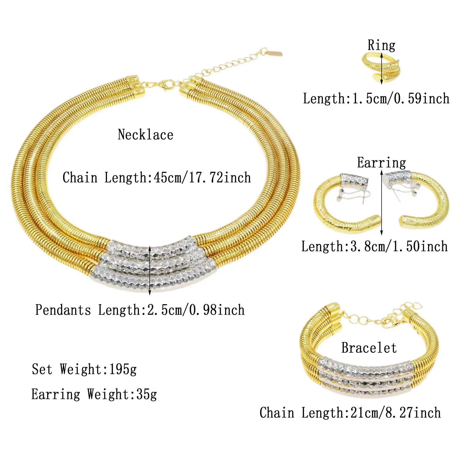 Jewelry Sets For Women Luxury Brazilian Gold Plated Necklace Bracelet Simple Layered Design Elegant Wedding Party Bijoux SYHOL