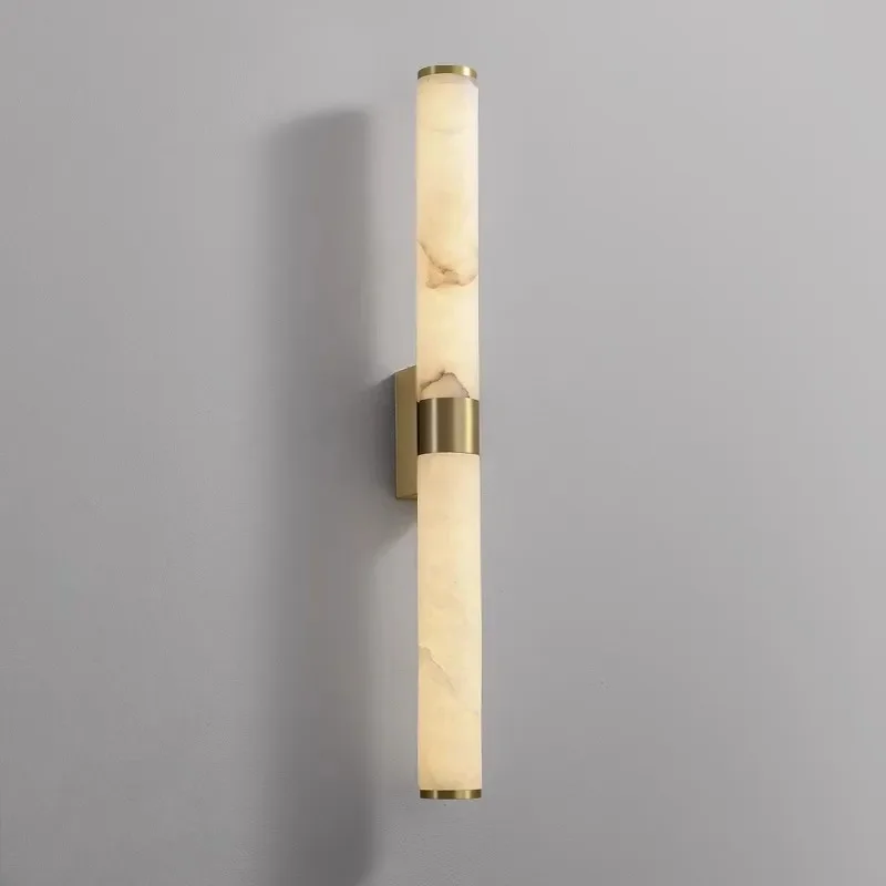 Spaanse Natuurlijke Marmeren LED Wandlamp Goud Koper Cilindrische Blaker Voor Hotel Salon Eetkamer Slaapkamer Dropshipping - afbeelding 2