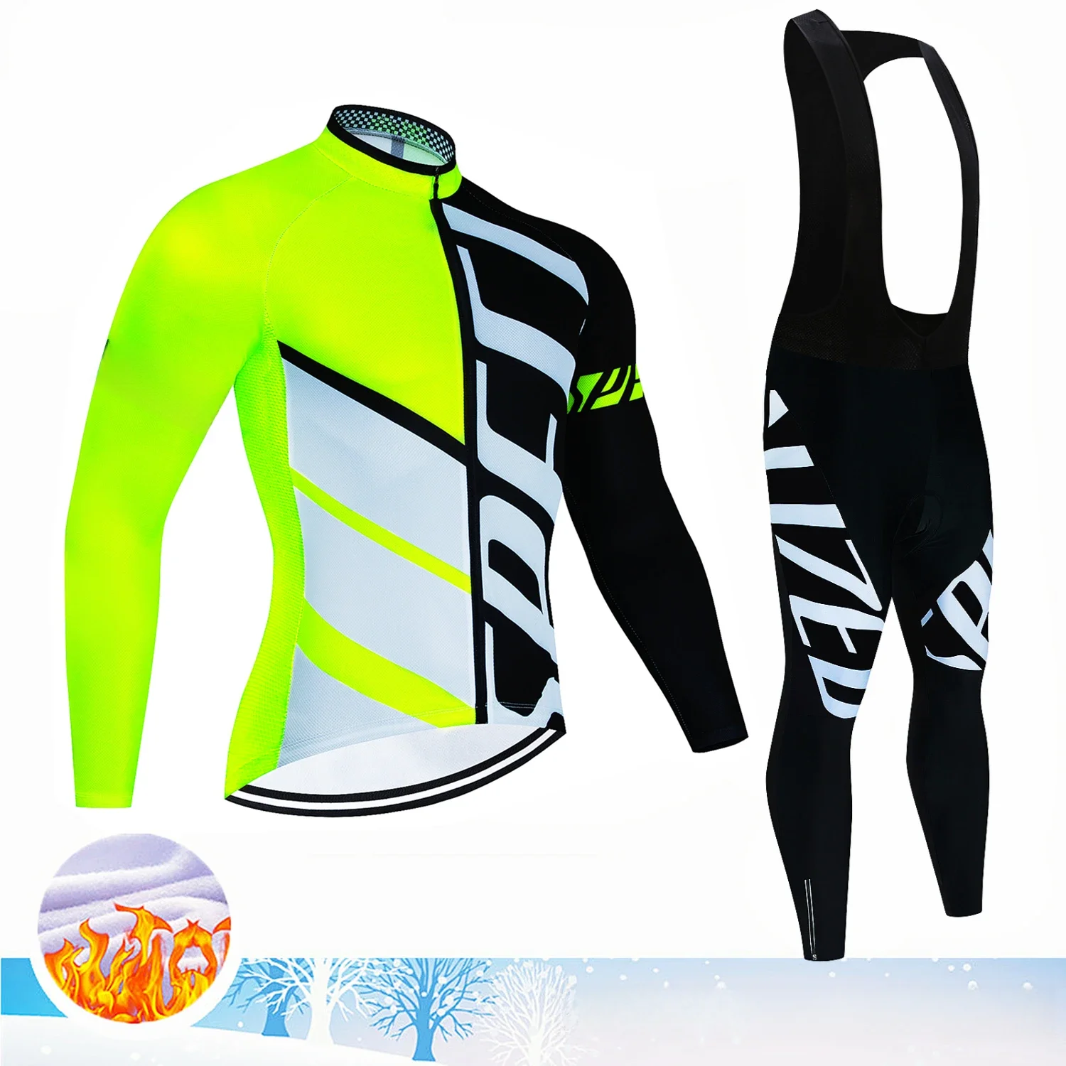 AliExpress 2024 New Thermal Fleece Cycling Jersey Set Winter Long Sleeve MTB Racing Bike Jersey Suit For Men