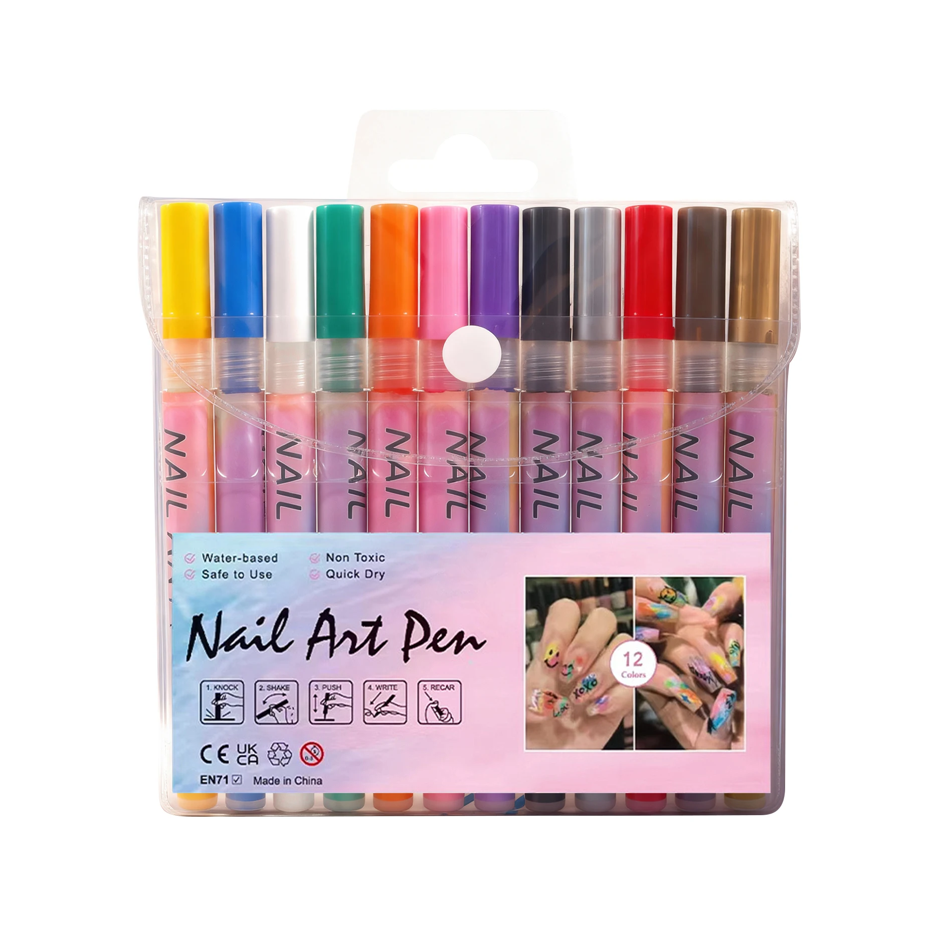 12pcs Nail Art Dotting Pen DIY 3D Nail Art Drawing Waterproof Colourful Nail Painting Nail Markers Set Graffiti Pen for Nails