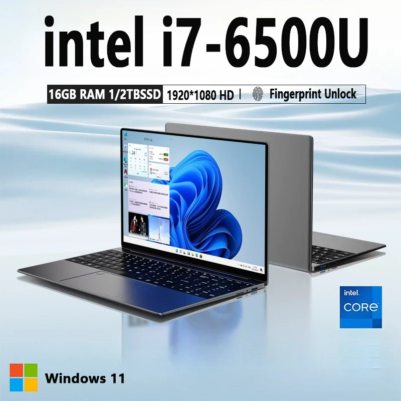 Portátil de 15.6 pulgadas con Windows 11, Intel Core I7-6500U, 16 GB de RAM, SSD de 1 TB/2 TB, portátil con WiFi 5 para juegos.