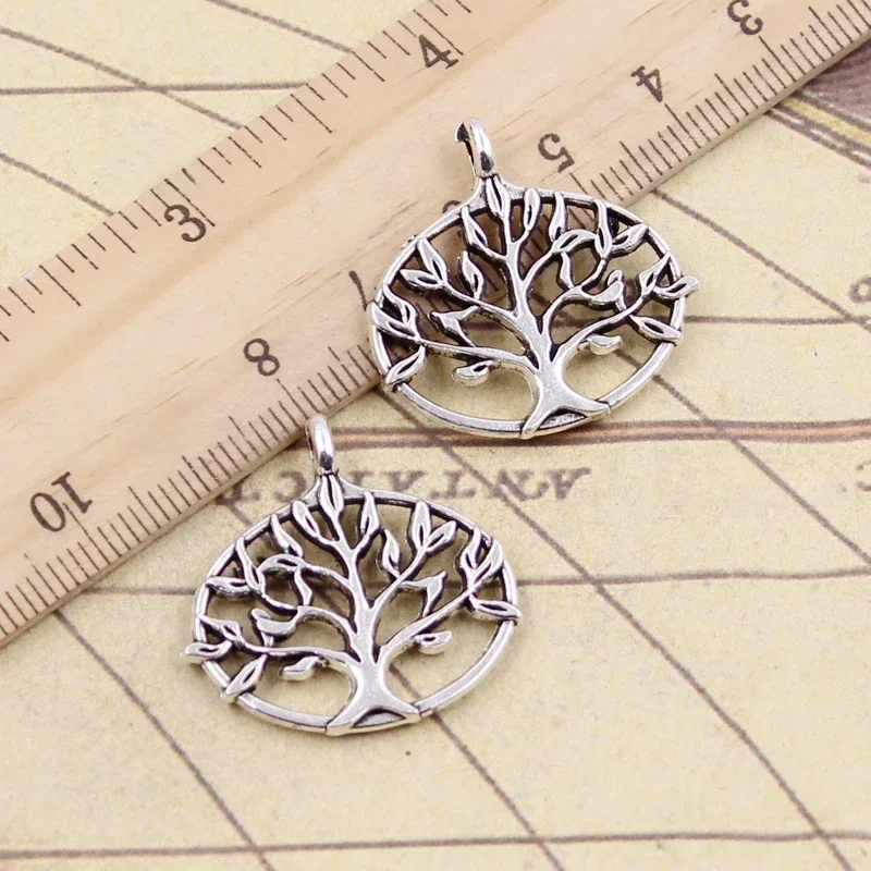 10 sztuk Charms drzewo życia 27x27mm tybetański brąz srebrny kolor wisiorki antyczny tworzenia biżuterii DIY Handmade Craft wisiorek — zdjęcie 2