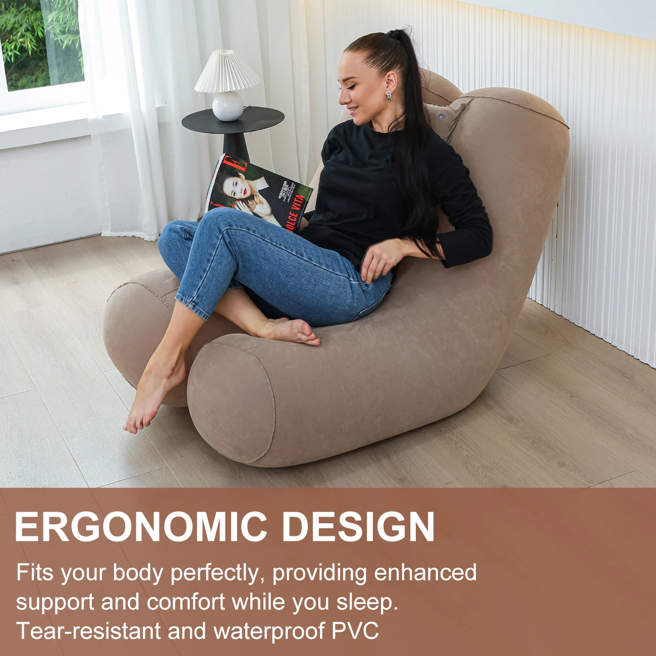 Bean Bag Chair, Large Reading Chair for Adults Ultra-Comfy, Corner Floor Sofa, Furniture for Living Room Bedroom Gaming image 5