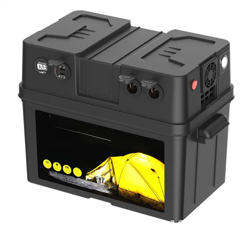 12V LiFePo4 batterijbox, draagbare buitenbatterijhouder, energieopslag, noodstroomvoorziening, USB-uitgang, multifunctionele batterijbox
