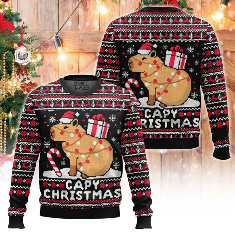 

Capybara Ugly Christmas Sweater Cute Christmas Party Wear Holiday Pullover Festive Family Matching Outfit Gifts for Christmas