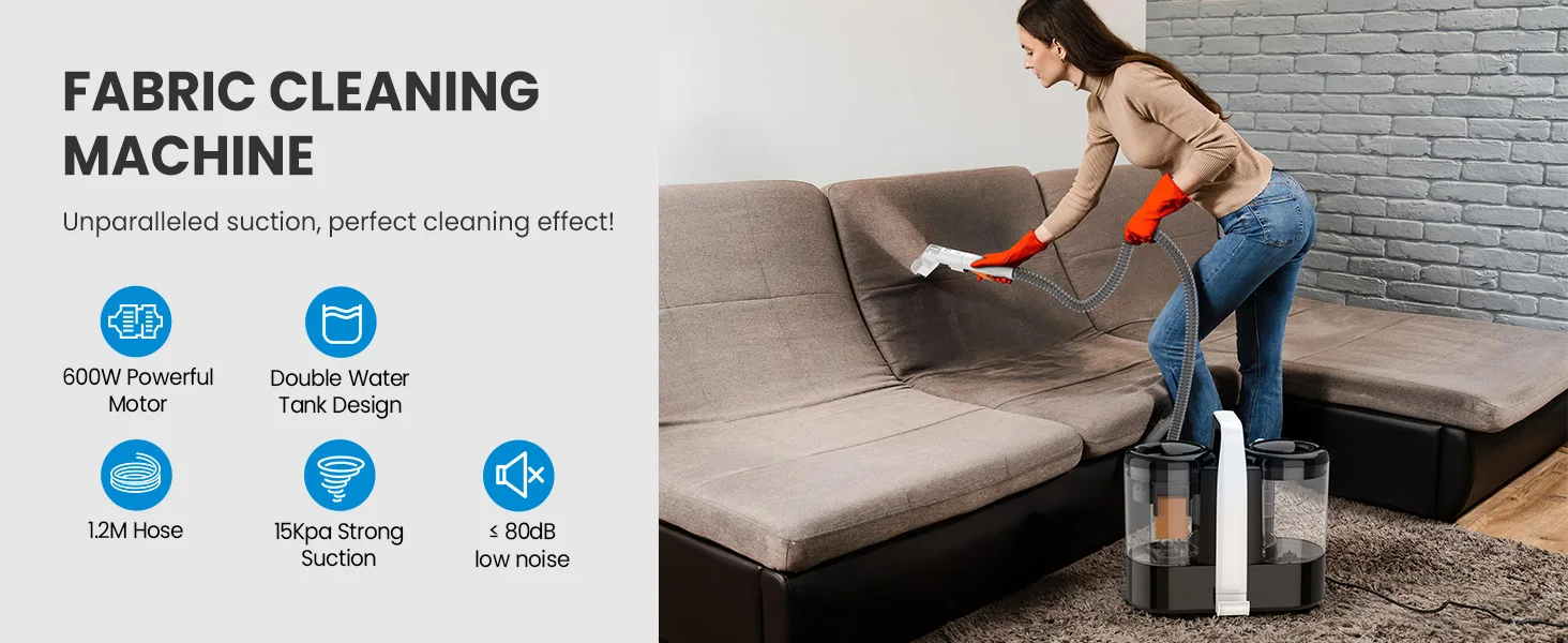 Tragbarer Teppichreiniger 600W 15KPa, tragbarer Reiniger für Auto, Sofa, Tierhaare, Sprüh- und Saugreiniger, Reinigungsmaschine für Heimtextilien – Detail 15