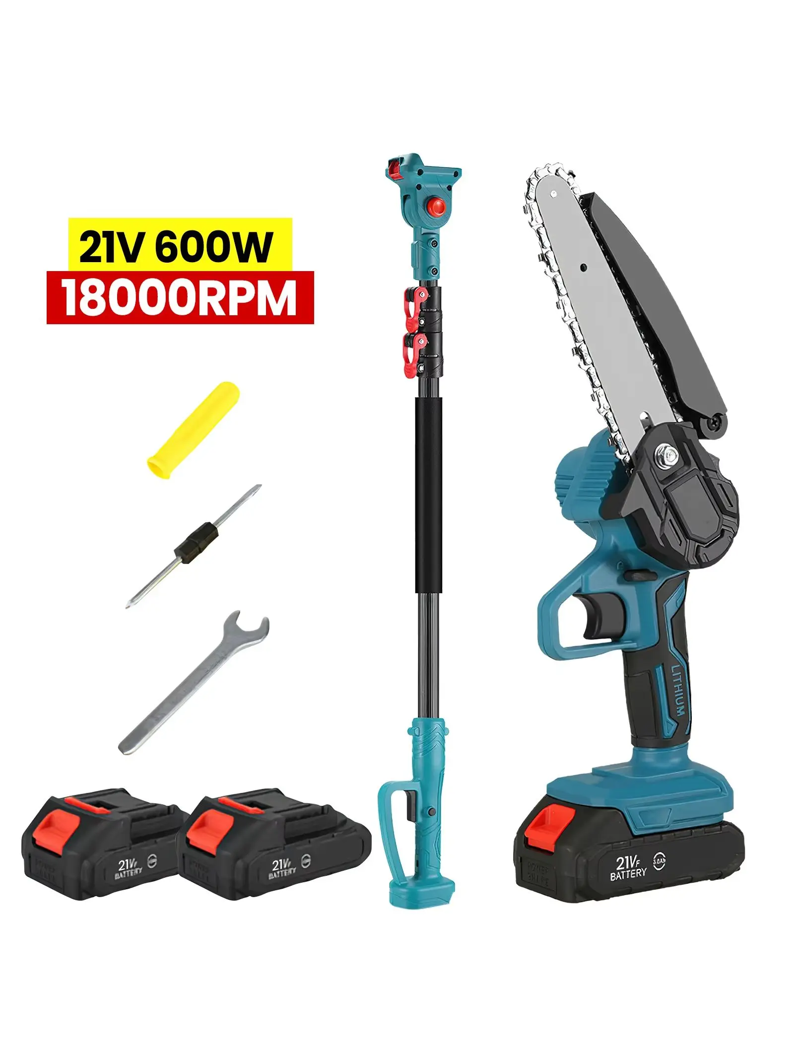 Tronçonneuse électrique 600W, podateur de poteau télescopique, scie à branches hautes, outil de taille d'arbres de jardin pour batterie 18V