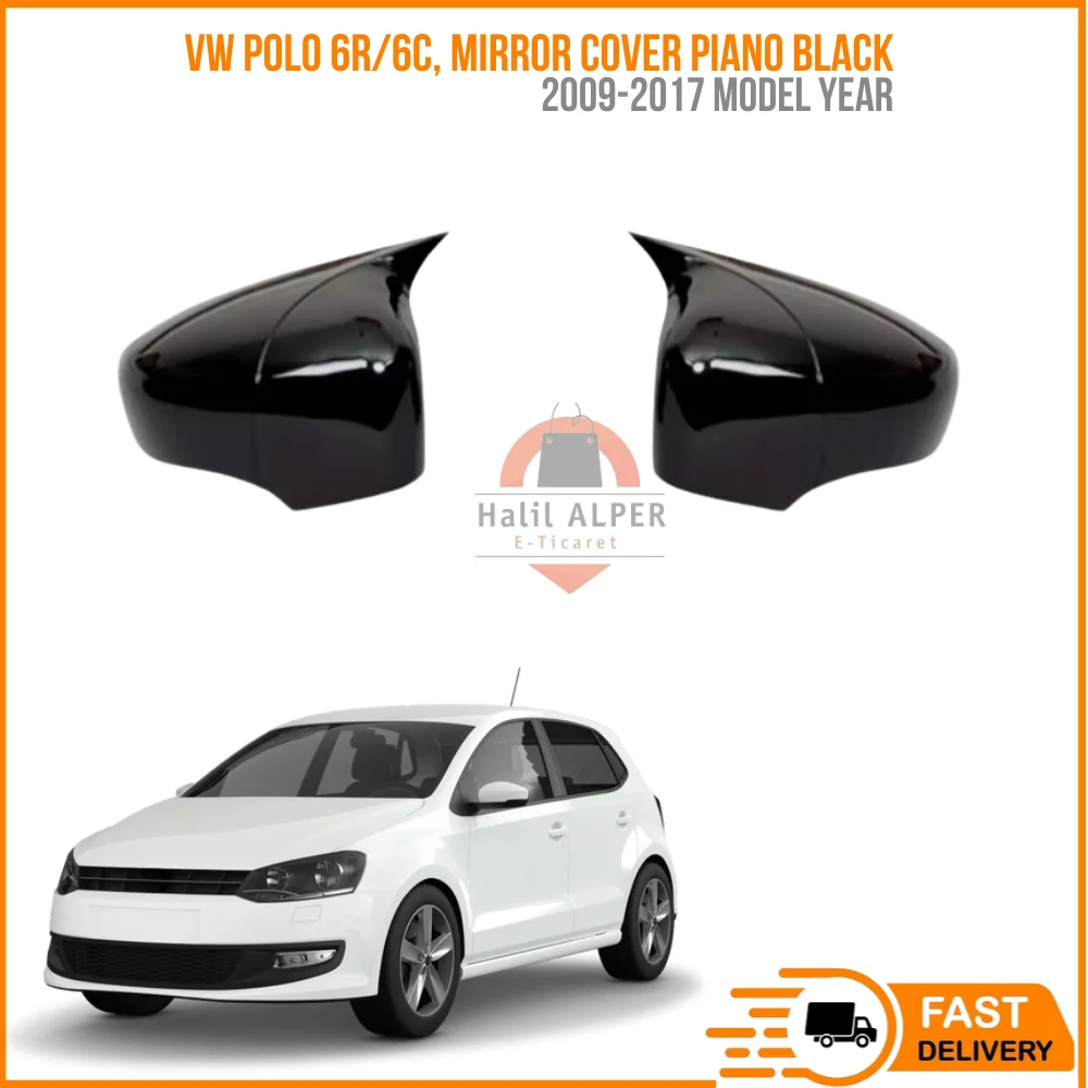 For Volkswagen VW Polo 6R/6C, mirror cover piano black ABS 2009-2017. A + quality modified design accessory