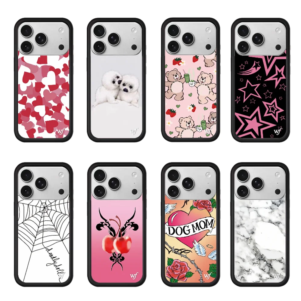 

New Wildflower Cartoon Bear Puppy Phone Case For iPhone 17 Pro 16 Plus 15 Max 15 14 13 17 Air 16 Pro Max Cover Cherry 3D WF Case
