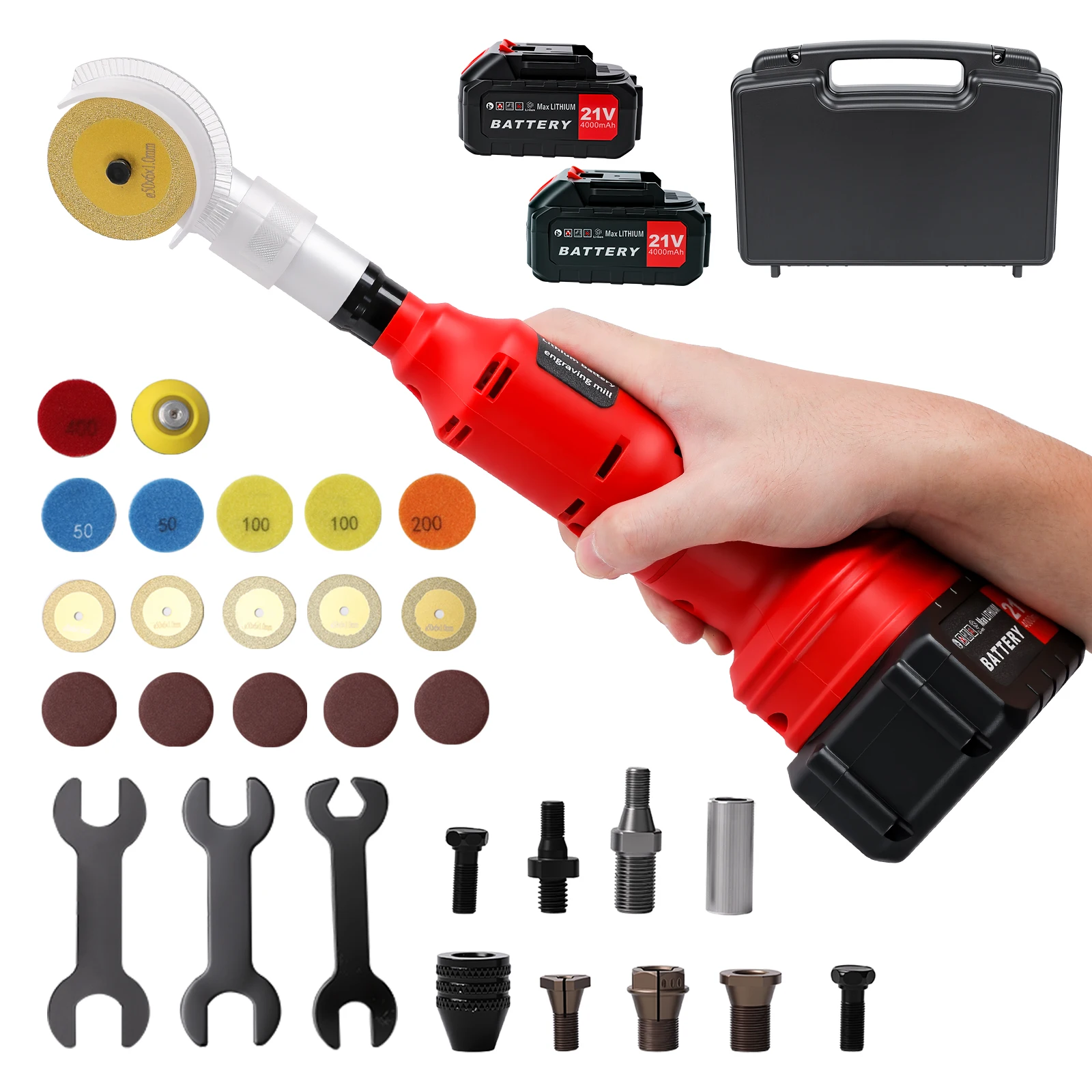 Smerigliatrice elettrica a batteria al litio, senza fili, con motore brushless, per la levigatura e la lucidatura di piastrelle in ceramica, 6000 giri/min, 5 velocità variabili, levigatrice e