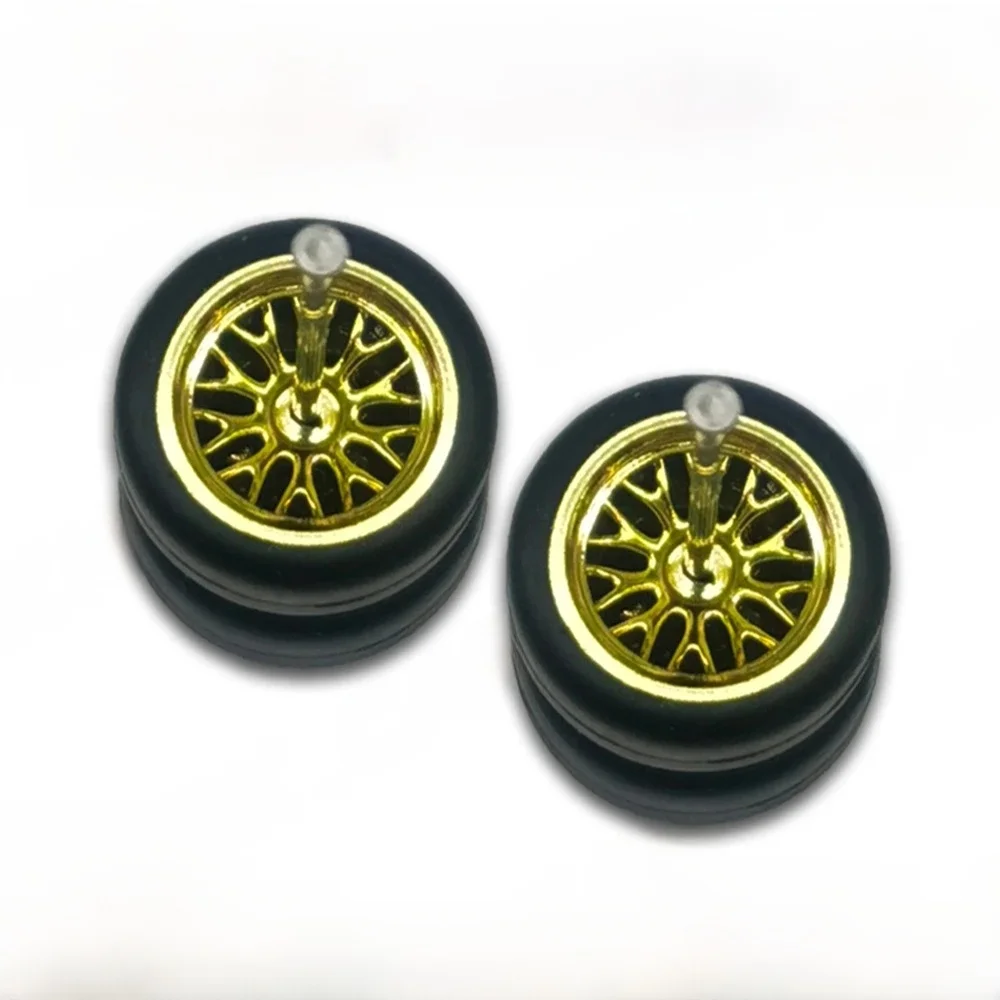 Roues de voiture modèle 1/64 avec pneus en caoutchouc, Branches, pièces de réaménagement pour roues chaudes moulées sous pression, boîte d'allumettes principale Tomica D: 11mm, 1 jeu