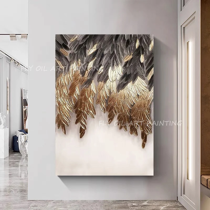 100% Hand Painted gold foil luxury picture landscape scenery Oil Painting on Canvas Art Classic Cuadros Decor Posters gift
