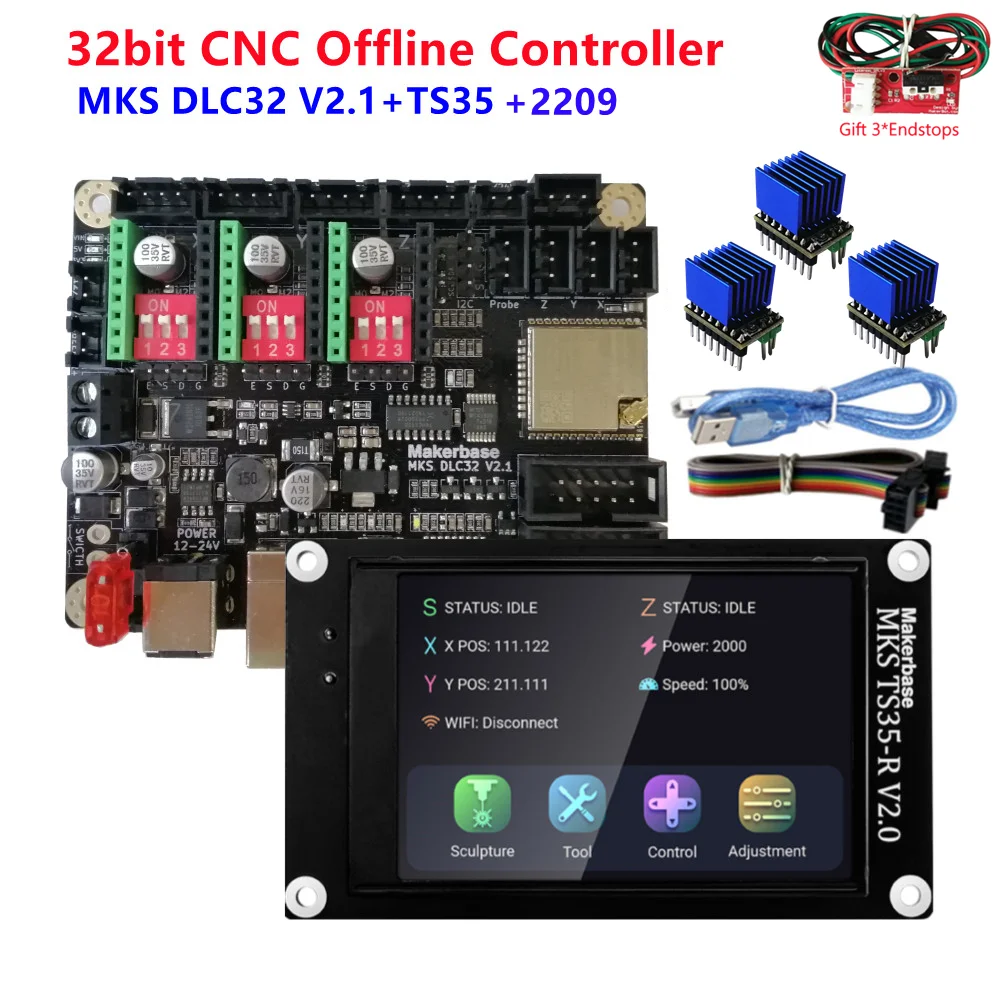 MKS DLC32 v2 32 비트 GRBL 오프라인 와이파이 컨트롤러 TS35-R LCD 디스플레이 CNC3018 MAX PRO 업그레이드 키트 CNC 레이저 조각기용 