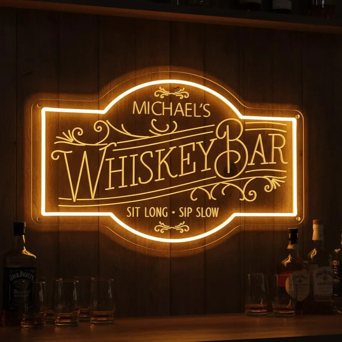 Personalized Name Whisky Bar Neon Sign Man Cave Decor image 11