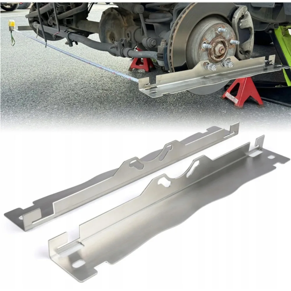 2 plaques d’alignement de roues en acier au carbone, avec un design spécial de rainure pour une fixation stable du ruban à mesurer, outil de mesure précis de l’affaissement des roues, doté d’un trou de suspension, jauge d’alignement de roues pour voiture, à utiliser soi-même, compatible avec différents types de boulons de véhicules.