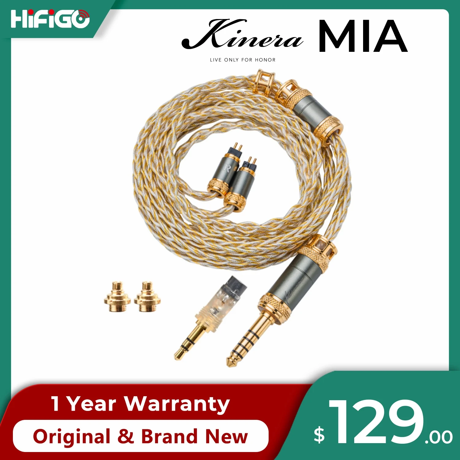 Kinera MIA Earphone Cable 6N Single Crystal Copper Earphones Upgrade Cable With 3.5mm 4.4mm Interchangeable Plugs 0.78 2pin/MMCX