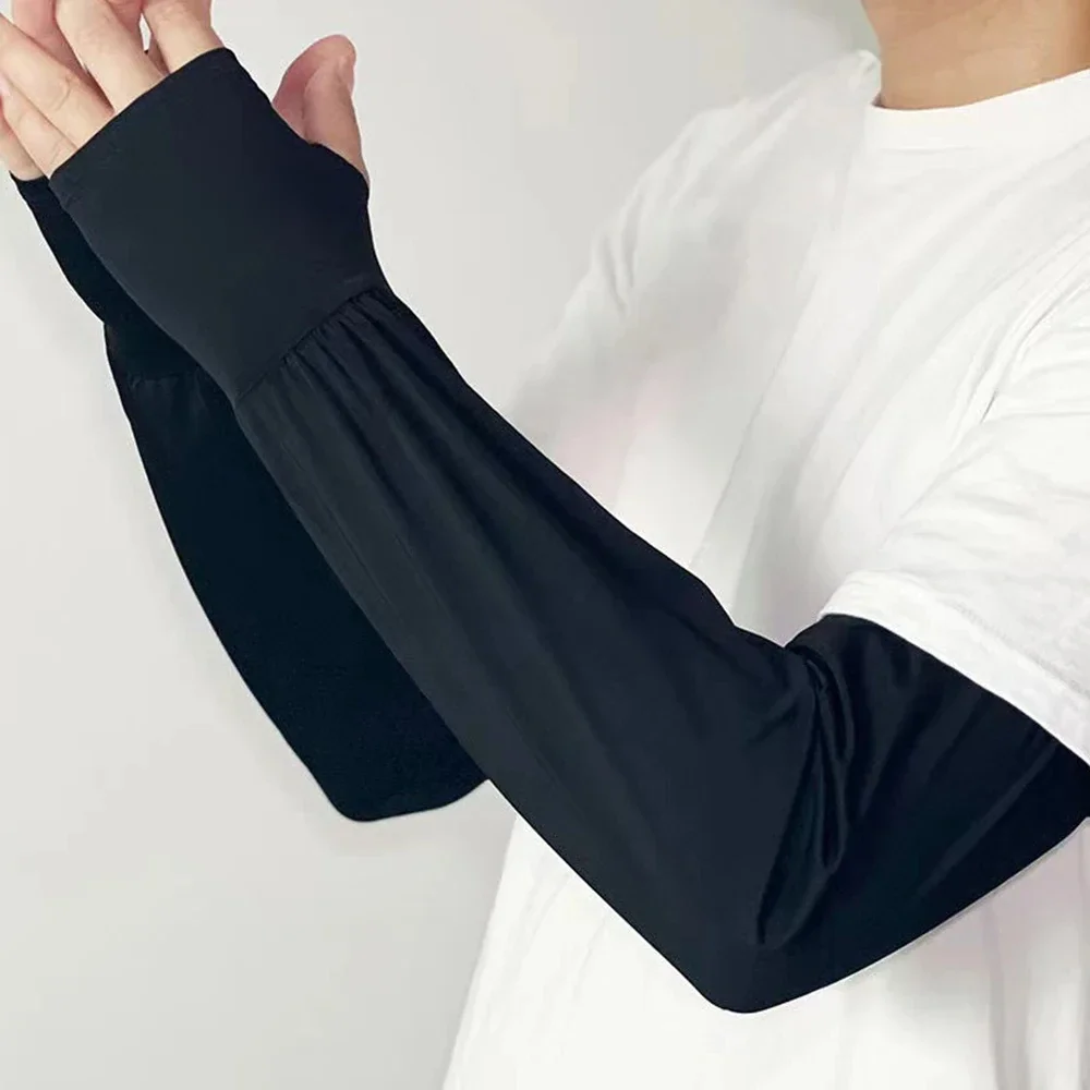 AliExpress ZOCI Men Long Half Finger Gloves Arm Sleeves M Letter Sun UV Protection Ice Cool Arm Cover For Cycling