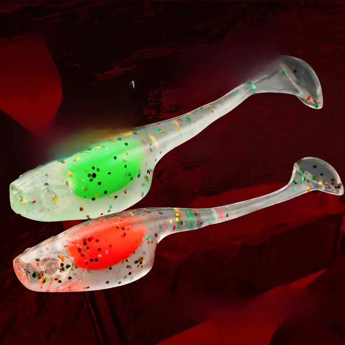 25 pcs/lot pagaie t-tail Shad Ajing leurre de pêche 5 cm 0.8g Rockfish caoutchouc souple leurre artificiel appât basse