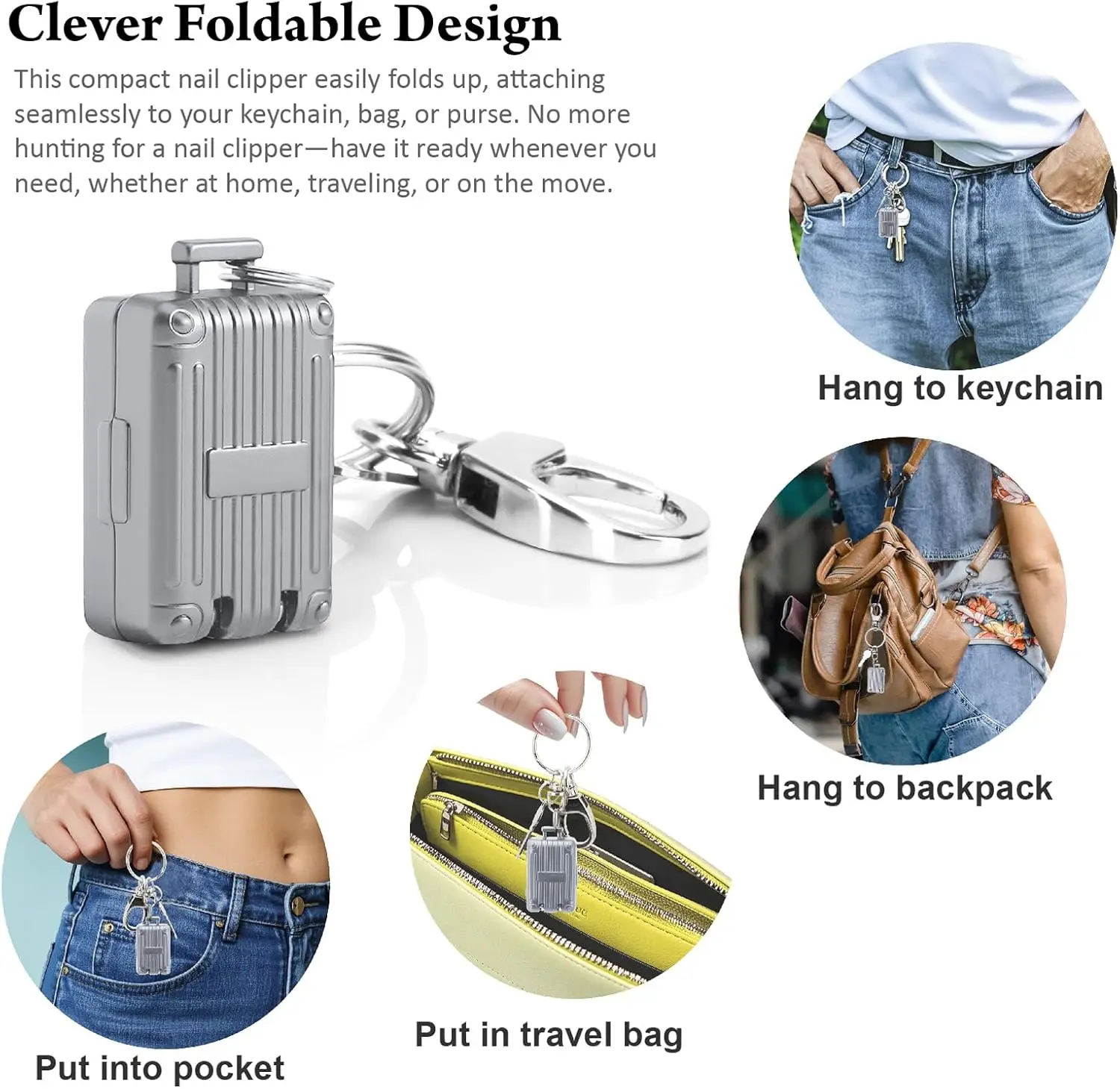 ABLY Portable Foldable Travel Nail Clipper, Stainless Steel Splash Proof Design, Mini Nail Trimmer Perfect for Home and Outdoor