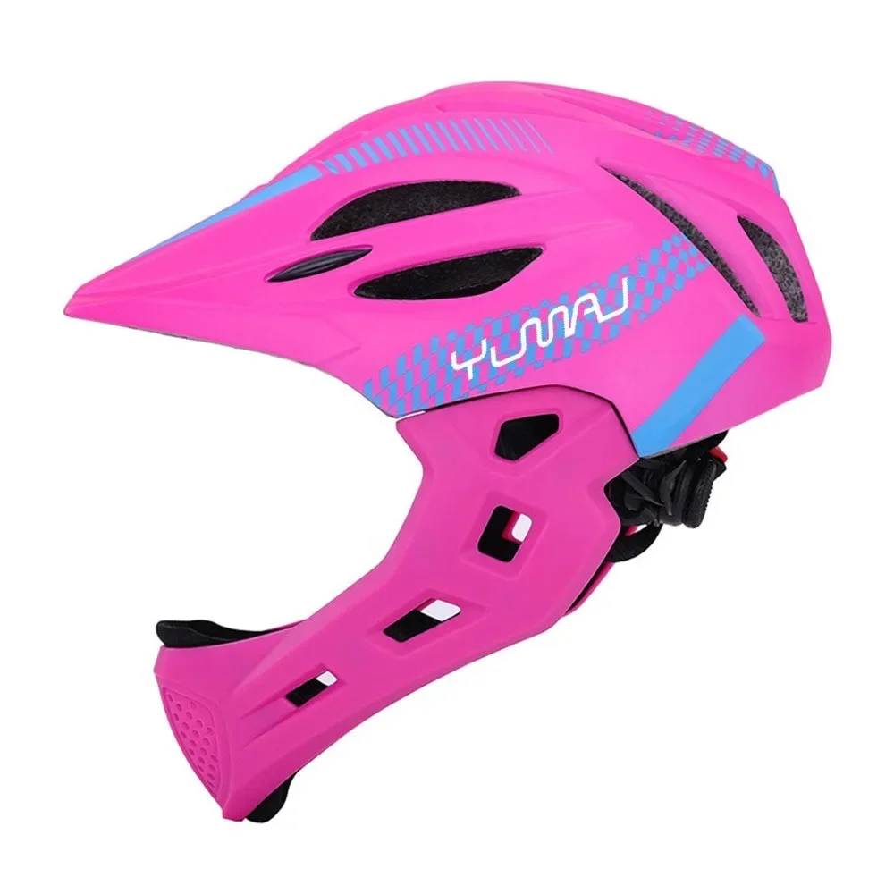 AliExpress yumaj NEW Children full face with LED light balance bike mountain road bike safety helmet downhill scooter BMX riding safety helmet