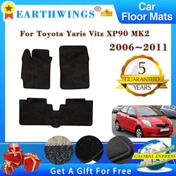 For Toyota Vitz XP90 Yaris MK2 2007 2008 2006~2011 Car Floor Mats Rug Footpads Anti-slip Carpet Cover Pad Foot Pads Accessories