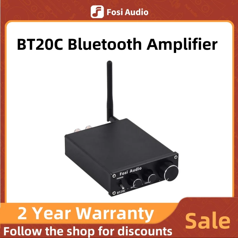 

[OLD VERSION] Fosi Audio BT20C Bluetooth 4.2 Stereo Audio Amp 2.0CH 50W x 2 With Bass & Treble For Home Theater Passive Speakers