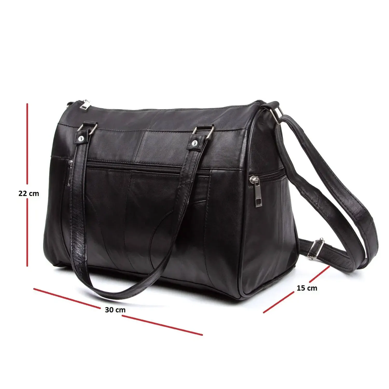 Lederax-Bolso de mano y hombro con cinco compartimentos para mujer, de cuero genuino, LD332