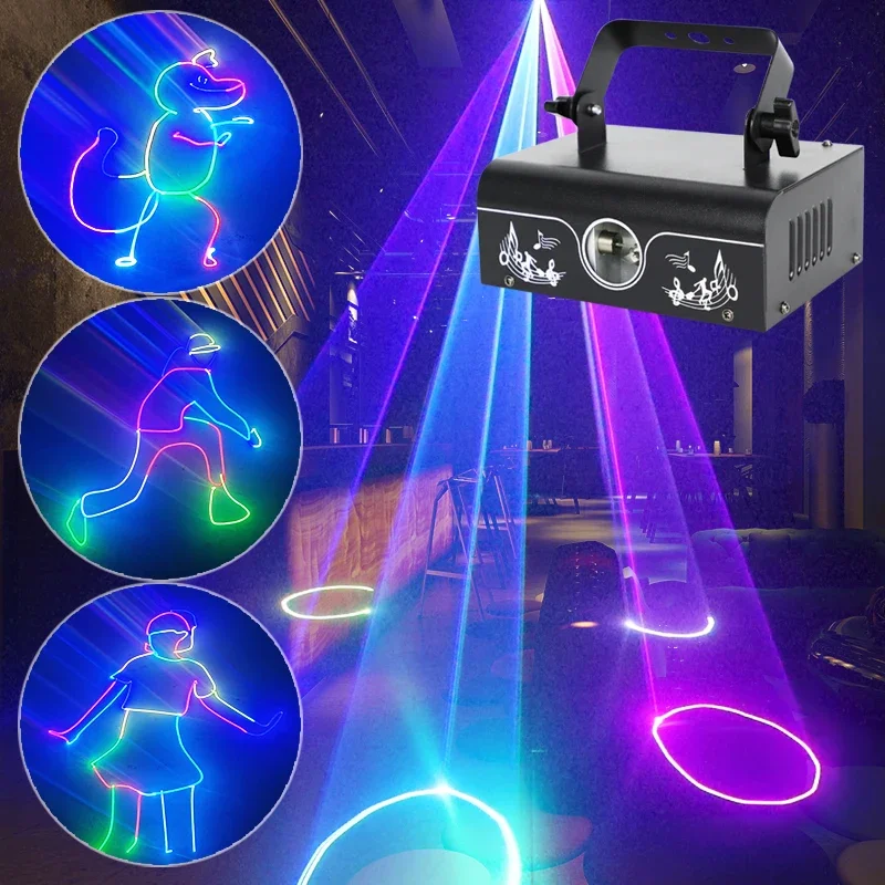 Animation RGB Laserstrahl Linien Bühne Disco Licht DJ Party Muster Projektoren Scans DMX Dance Bar
