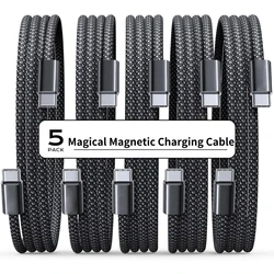 PD 100W Magnetic Suction Anti Winding Type C to C Cable Fast Charge Cord Wire For Samsung S24 S23 Huawei Xiaomi iPhone 16 15 14