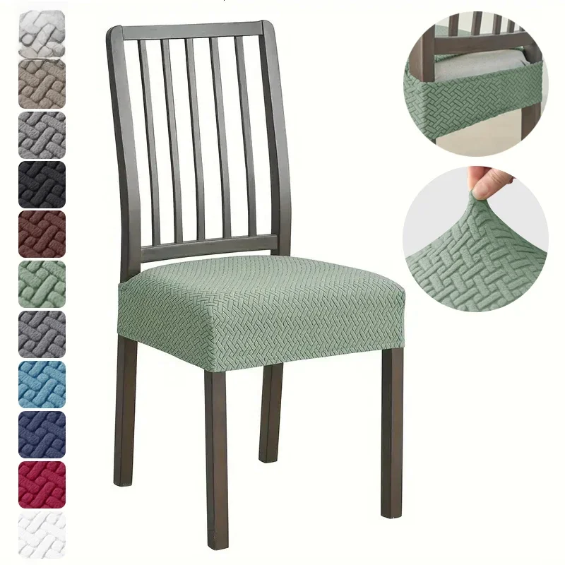 Housse de siège de chaise de salle à manger extensible, en Jacquard, couleur unie, amovible, Anti-poussière, pour coussin de chaise, hôtel, maison, 1 pièce