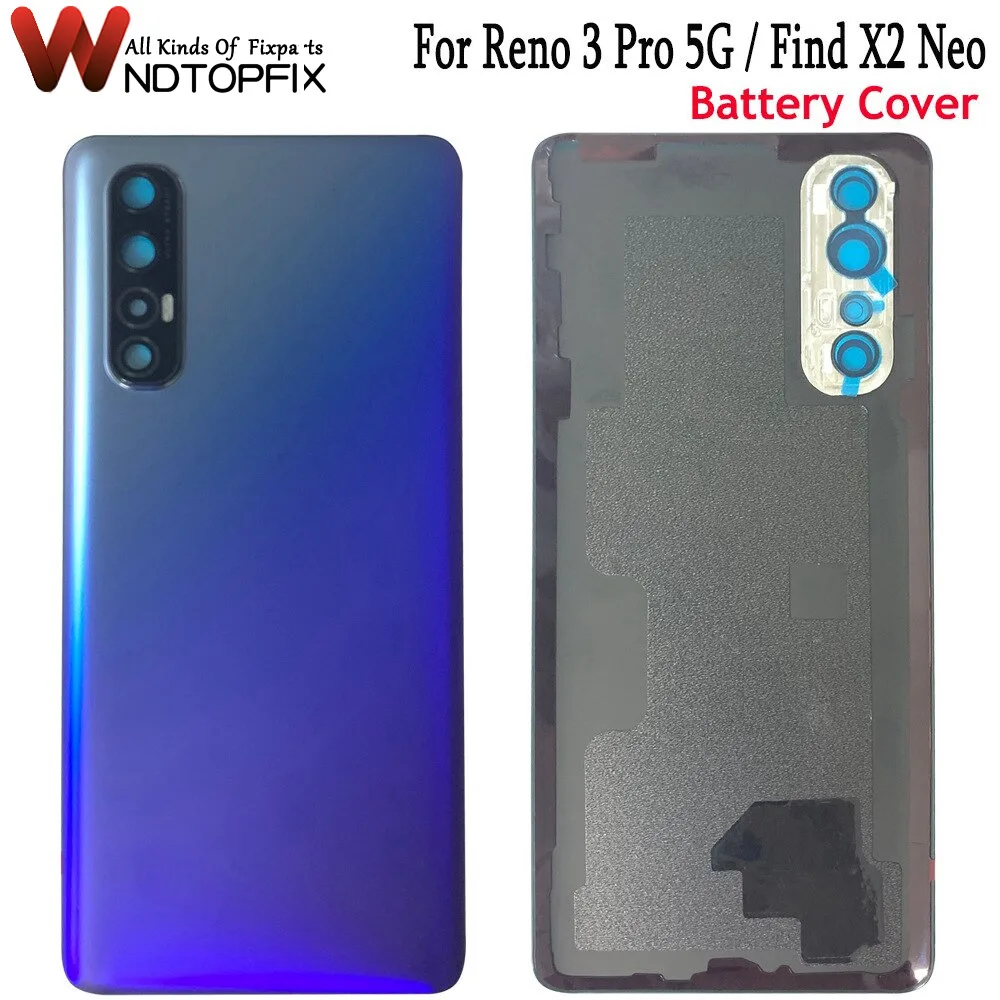 High Quality For Oppo Find X2 Neo Battery Cover Rear Housing Door Case With Camera Lens For Oppo Reno 3 Pro 5G Battery Cover