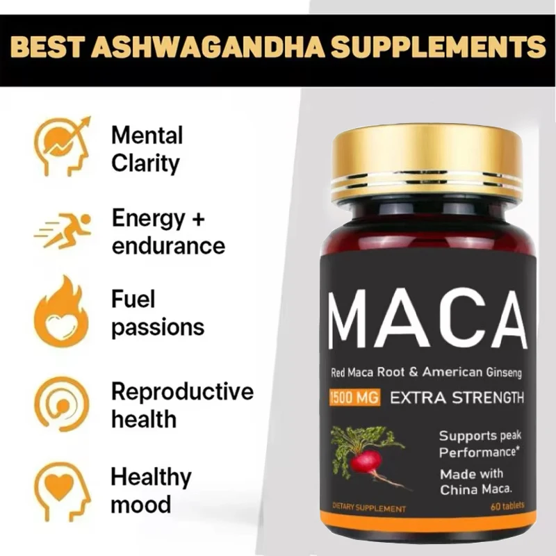 Maca -60 pieces of organic jelly, Peru Genmaca, 100% pure, non-transgenic, supporting reproductive health, Energizer-36000mg nat