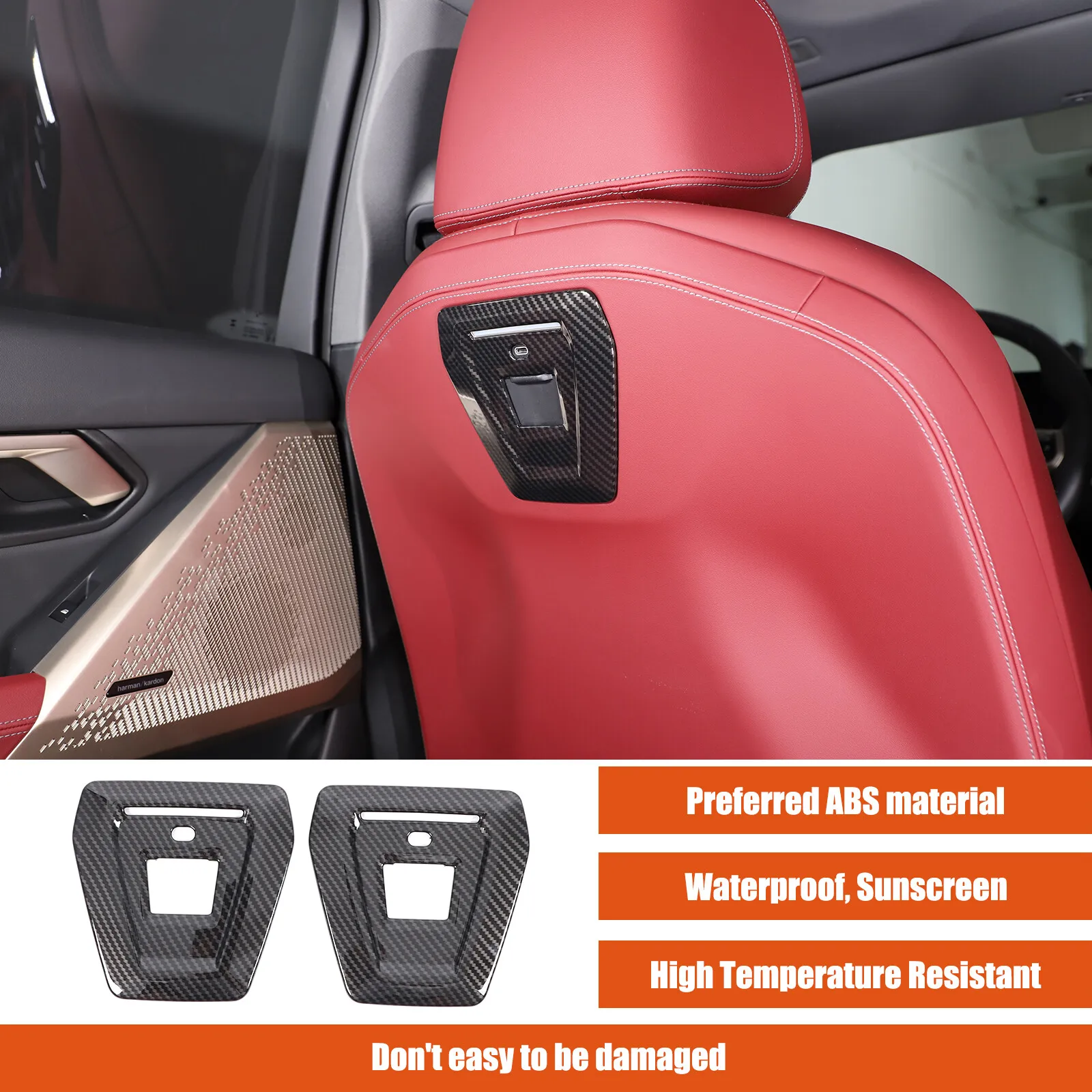 

Car Seat Backrest USB Port Decorative Panel Cover For BMW 5 Series G60 2024-2026 Carbon Fiber Trim Interior Accessories