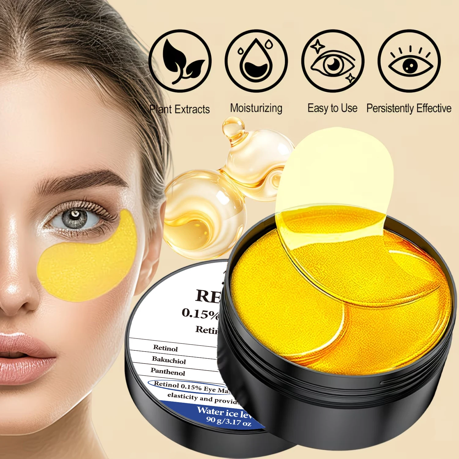 Water Ice Levin 0.15% Retinol Eye Mask 90g Moisturizing Firming Boost Skin Elasticity Intensive Under Eye Daily Care Mask