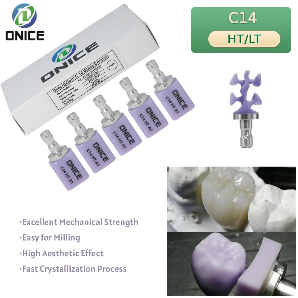 

ONICE C14 Lithium Disilicate Glass Ceramic Blocks (18x13x15mm) – HT/LT Glass Ceramic for CAD/CAM Veneers & Crowns‌