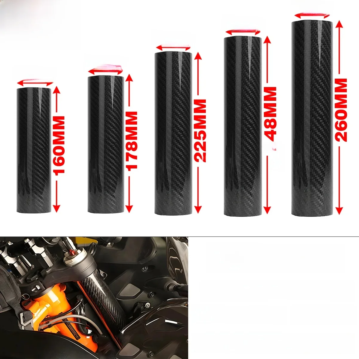 AliExpress LFMT For KTM YAMAHA HONDA Kawasaki Suzuki Pit Dirt Bike Motorcycle 160-260MM Carbon Fiber Adjustable Front Fork Shock Guard Protector