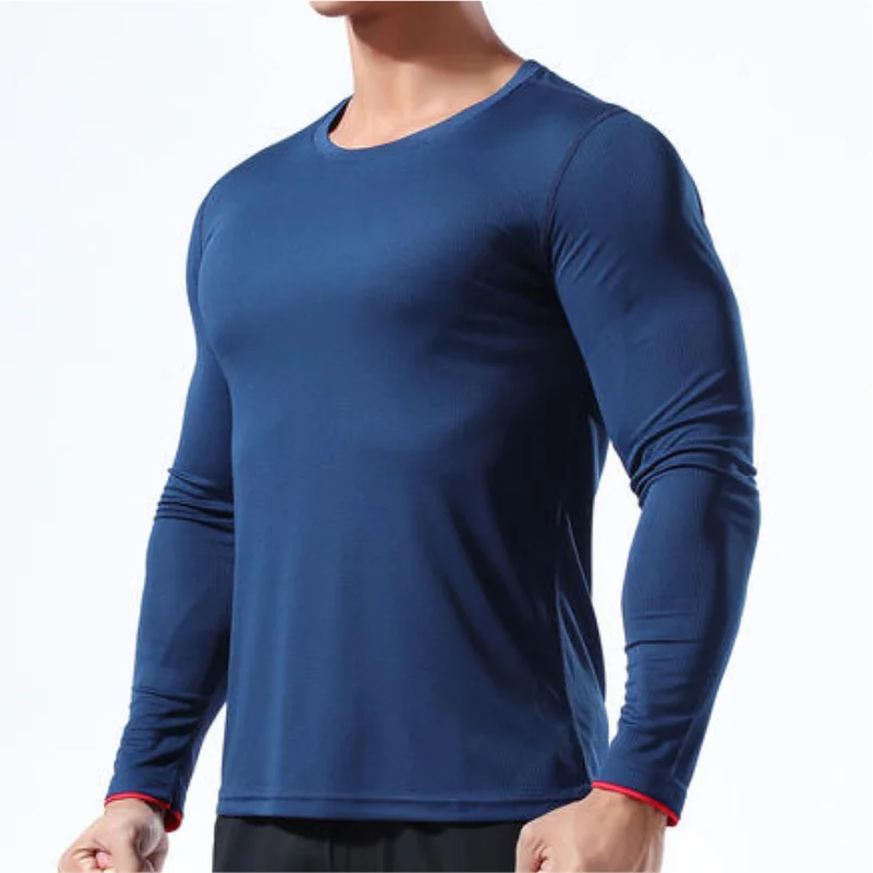 Abbigliamento da corsa a maniche lunghe da uomo t-shirt sportiva traspirante stampa personalizzazione palestra ricamo il tuo Logo Top ad asciugatura