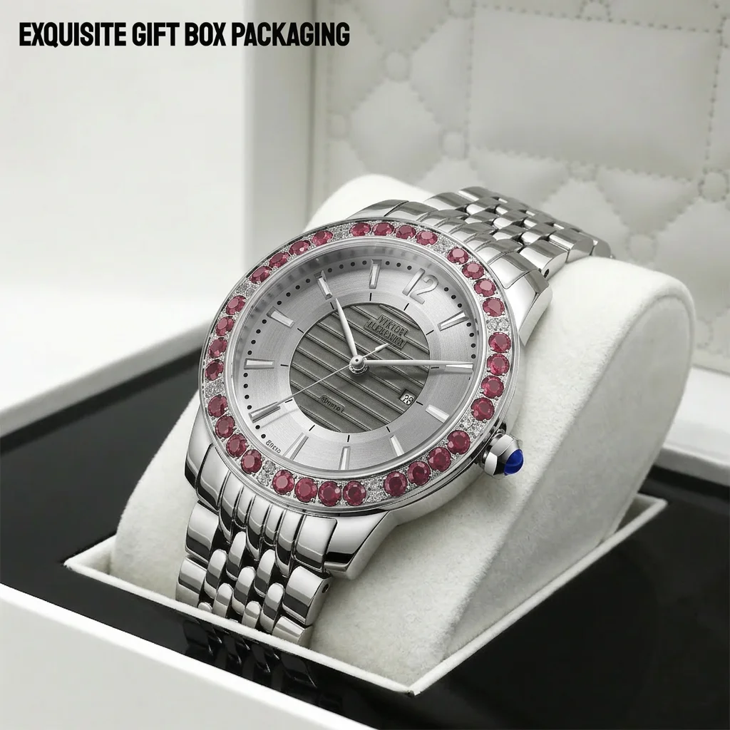 Sirene Series 36mm Luxury Waterproof Sporty Quartz Watch Natural Gradient Sapphires Swiss Ronda Quartz Movement