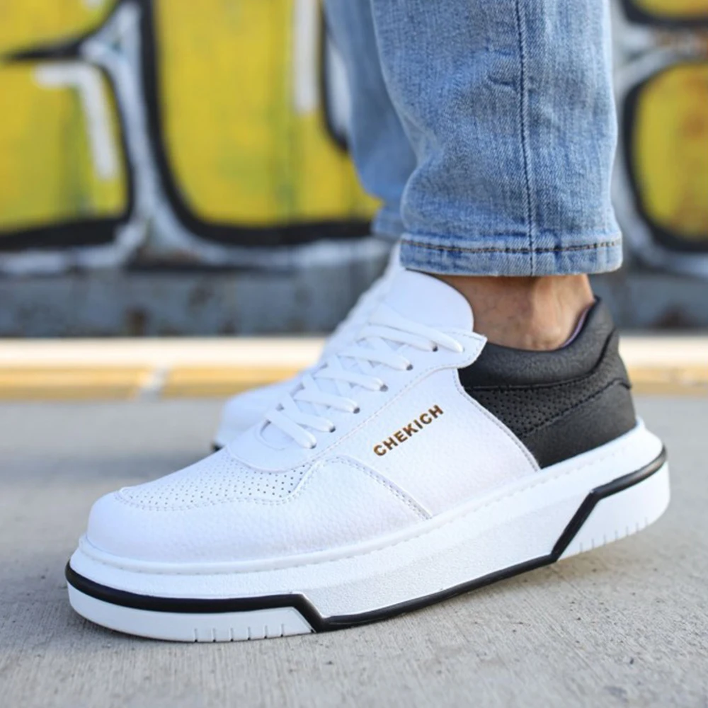 FOH Store WHITE BLACK Artificial Leather Sneakers Women Men Summer Spring Sport Unisex Lightweight Mixed Color Casual Running Daily Footwear Orthopedic Walking Breathable Futsal Air Lighted Weight 2023 Fashion 075