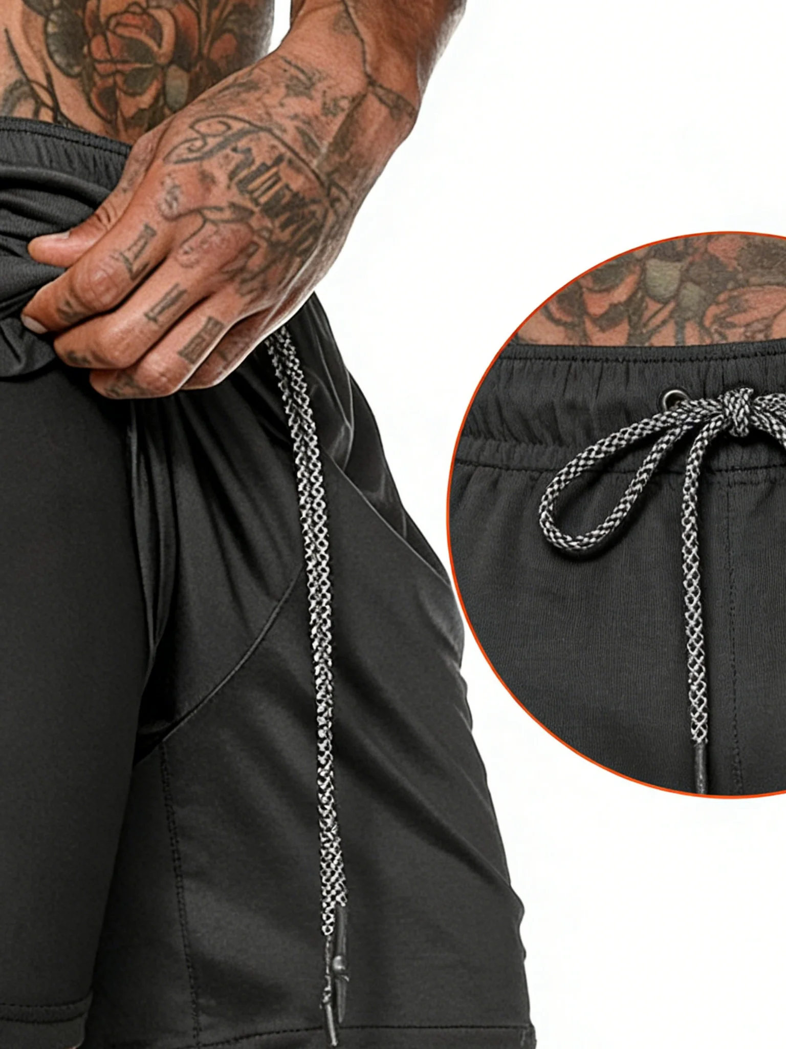 

Эластичные быстросохнущие шорты для бега 2-в-1 с подкладкой, повседневные однотонные шорты для фитнеса с карманами, устойчивые к сминанию.