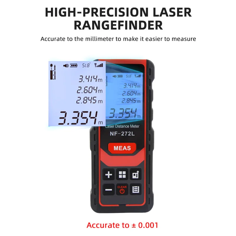Imagem -03 - Noyafa-laser Distância Medidor Nf272l Nível Laser Vermelho Range Finder Fita Rangefinder Medida Digital Régua Test Tool 60m 80m 100m