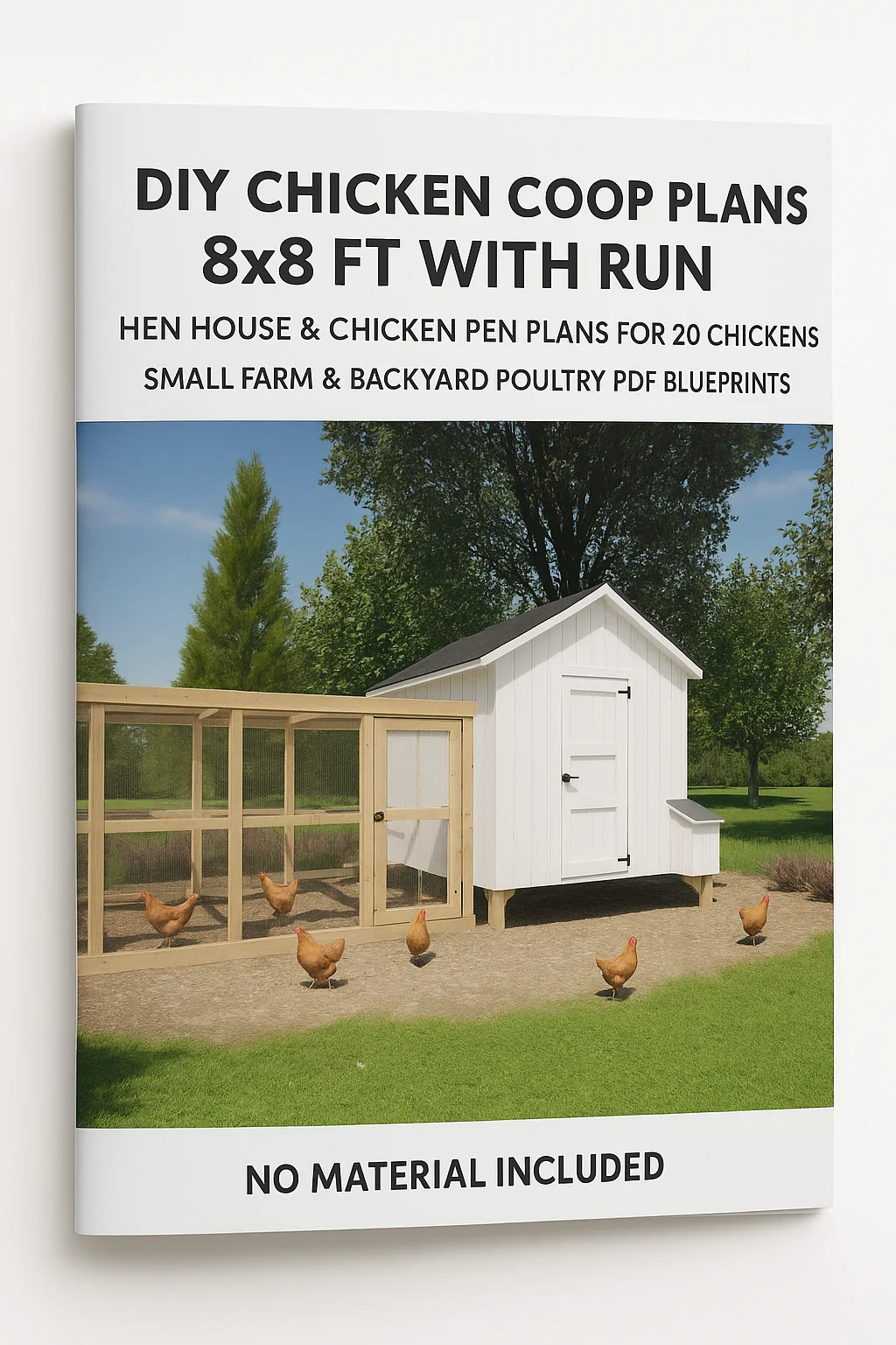 DIY-Hühnerstall-Druckpläne, 2,4 x 2,4 m, mit Lauf |   Hen House & Chicken Pen-Broschüre für 20-Hühner |   Kleines Bauernhof und Hinterhof